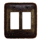 Woodgrain w/ Double Yoke Double Rocker Wall Switch Plate Switch Plates & Outlet Covers