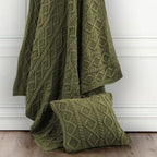 Cable Knit Soft Wool Throw Blanket Throw