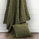 Cable Knit Soft Wool Throw Blanket Throw