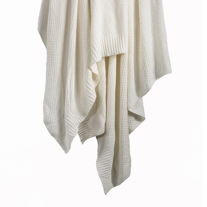 Cotton Knit Blanket Full/Queen / Vintage White Throw