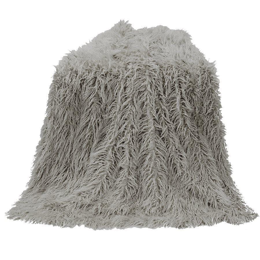 Mongolian Faux Fur Throw Blanket Gray Throw