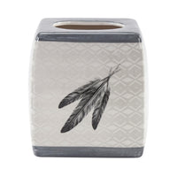 Feather Design Ceramic Tissue Box Tissue Holder