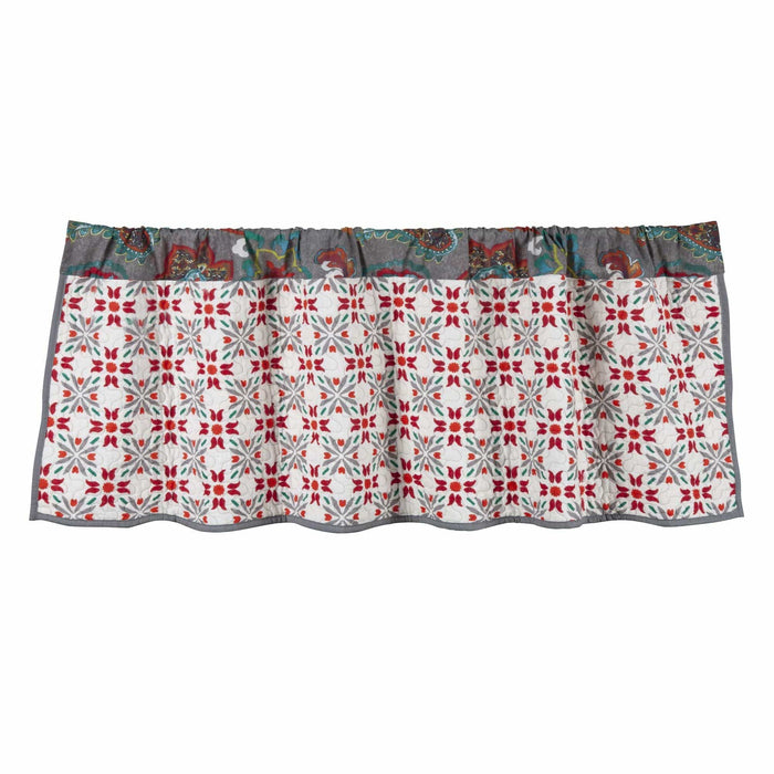 Abbie Western Paisley Quilted Valance, Teal Valance