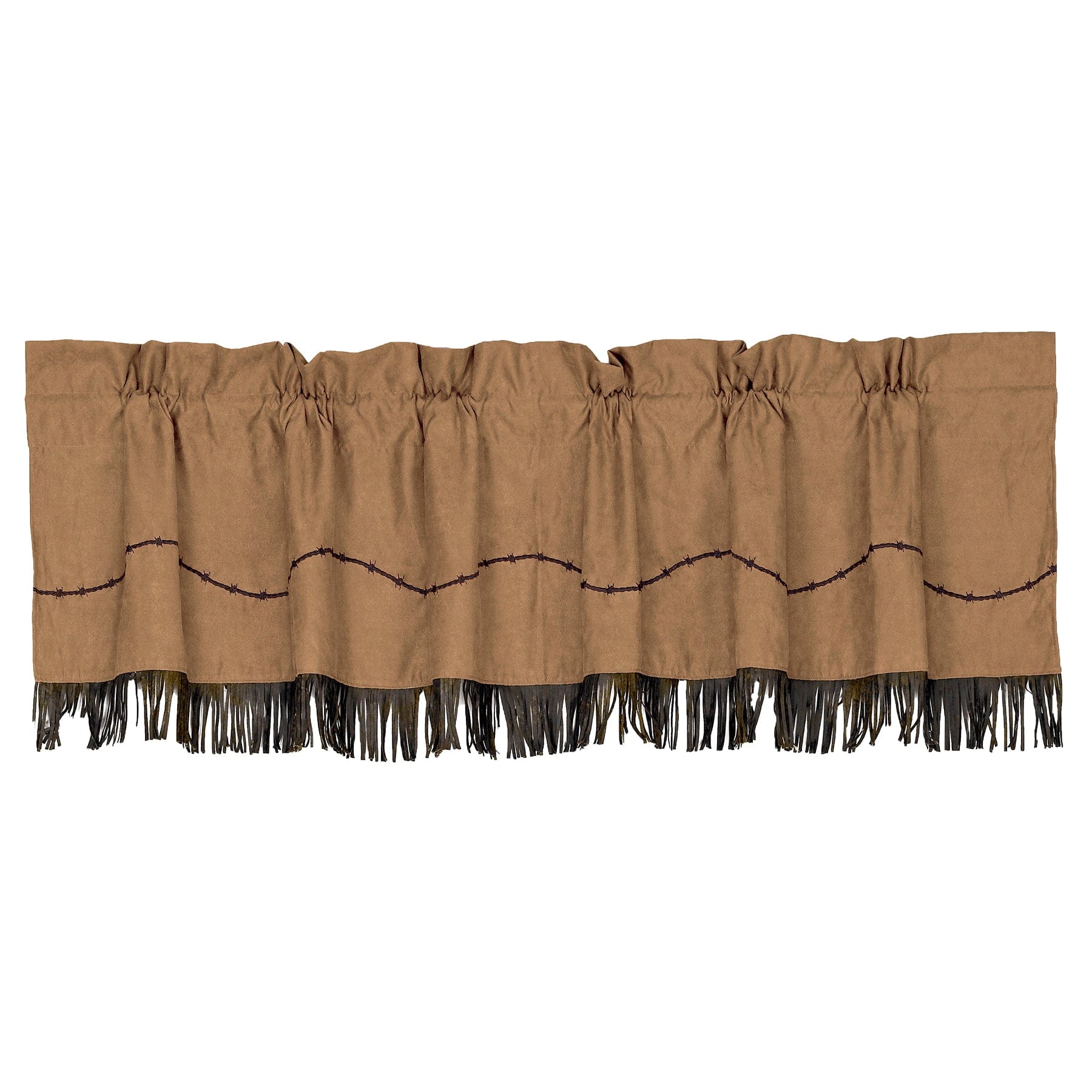 Barbwire Dark Tan Kitchen Valance w/ Fringe Valance