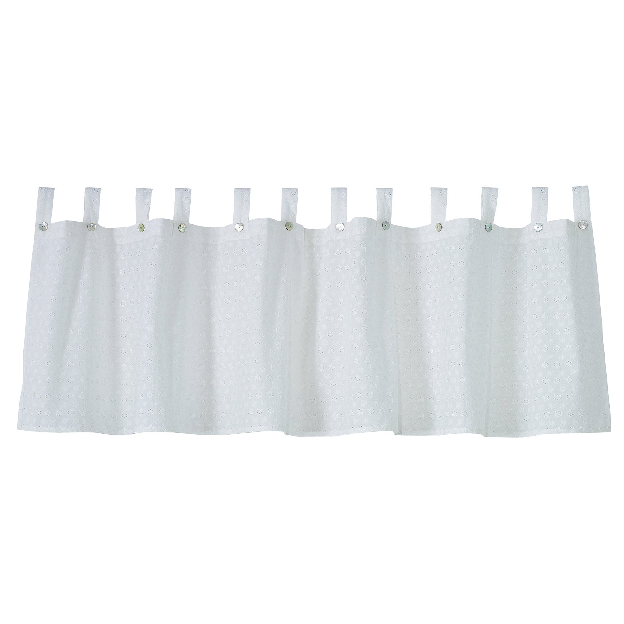Salado White Cotton Kitchen Valance w/ Medallion Valance