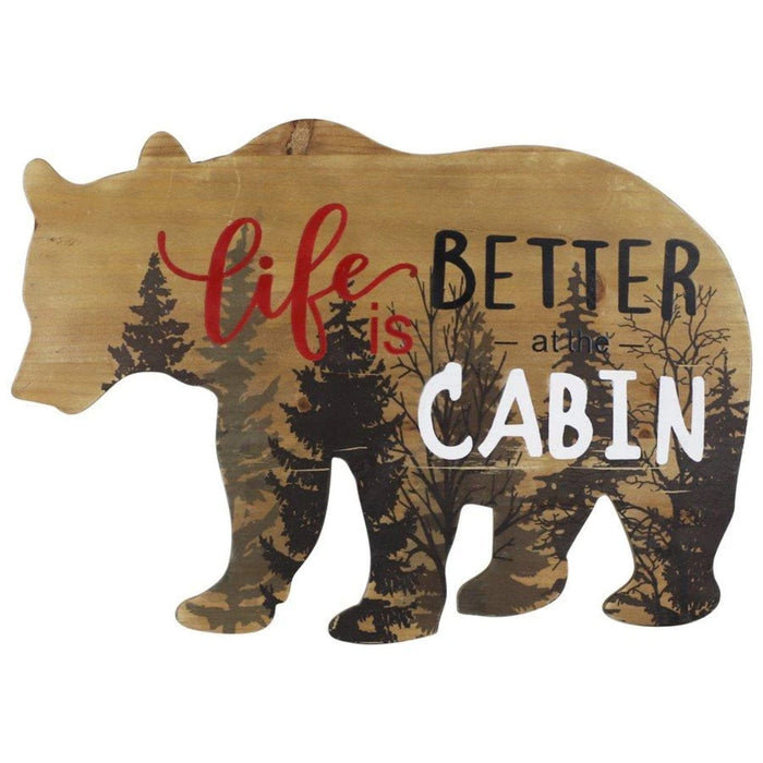 Bear "Life is Better at the Cabin" Rustic Wall Art Wall Decor