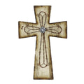 Cream Distressed Wood & Barbwire Cross Wall Decor Wall Decor