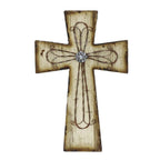 Cream Distressed Wood & Barbwire Cross Wall Decor Wall Decor
