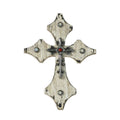 Cream Distressed Wood Cross Wall Art w/ Silver Accent Wall Decor