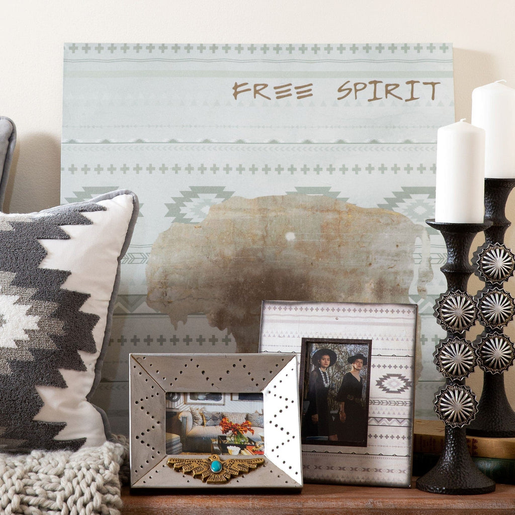 Free Spirit Aztec Buffalo Canvas Southwestern Wall Art Wall Decor