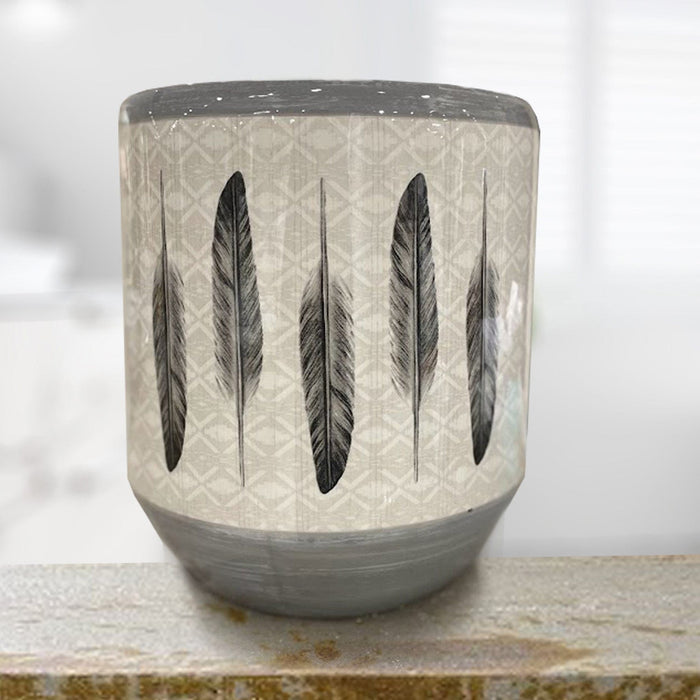Feather Design Ceramic Wastebasket Wastebasket